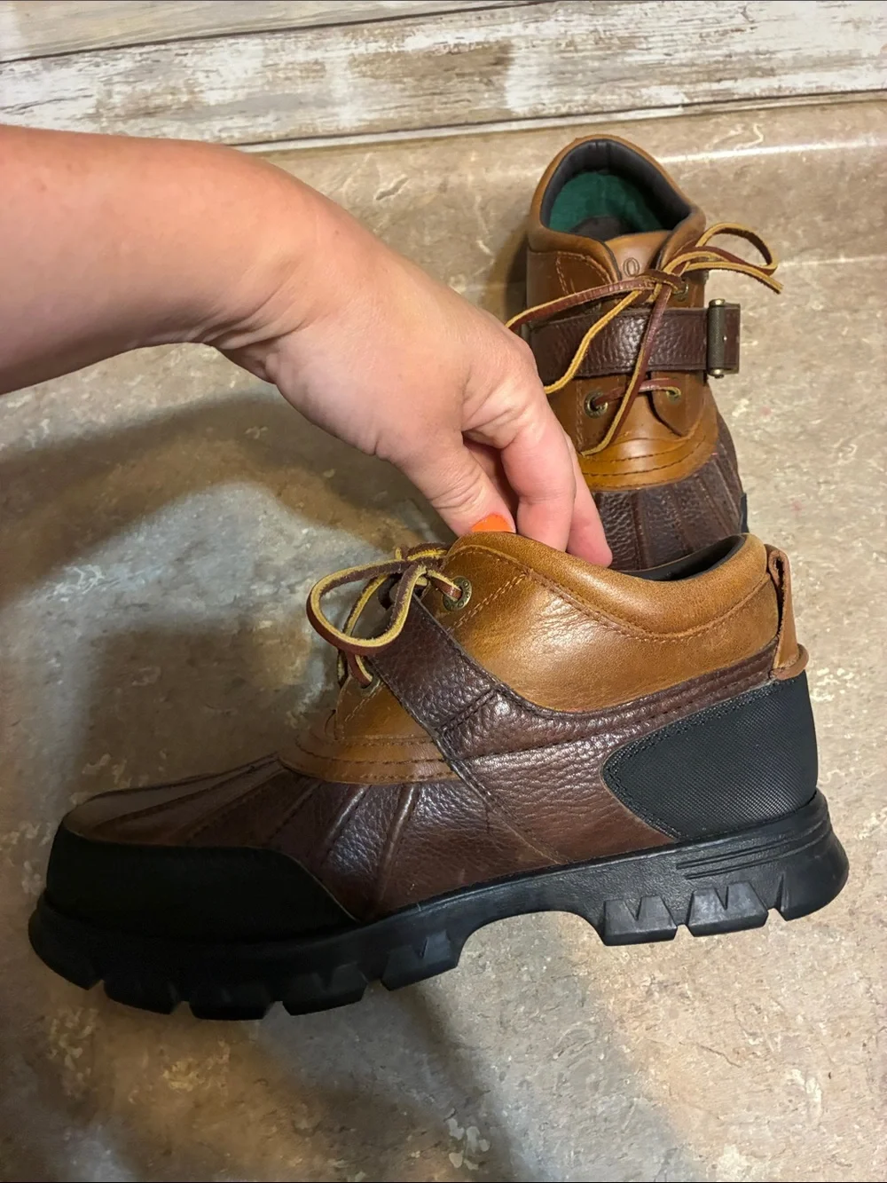 Polo by Ralph Lauren Dover 3 8D 8 D Brown & Tan Leather Duck Boots Hiking Boots